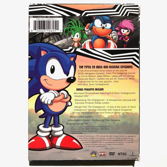 Sonic Underground DVD Anime Television Series 2007 826663106251 CD Soundtrack - Picture 2 of 15